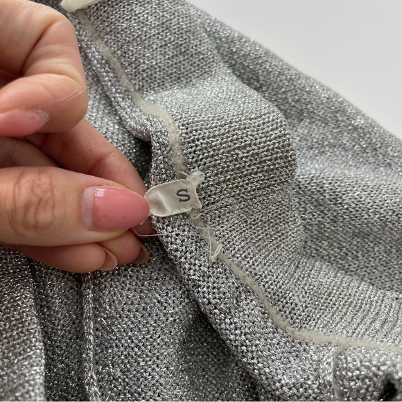 Vintage Metallic Silver Gray Two Piece Knit Set Cardigan and Pants Size S EU38 - Picture 12 of 14